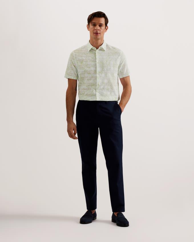 Chemises Ted Baker Short Sleeve Printed Cotton Blanche Homme | ZSD-49972869